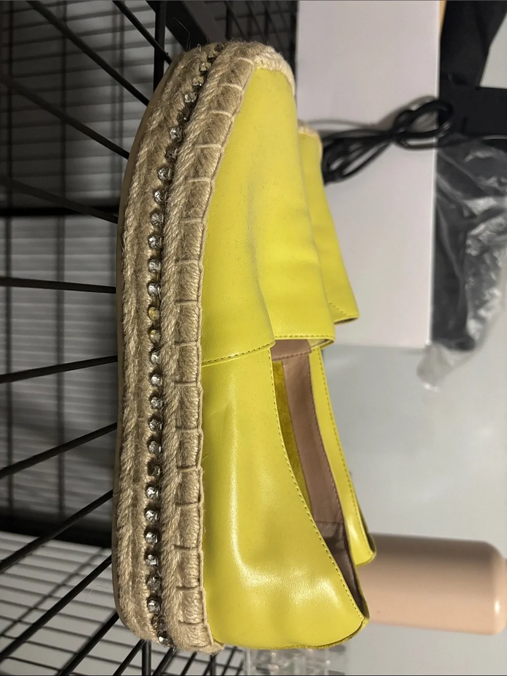 Chelsea & Violet Bright Yellow Leather Espadrille Flats